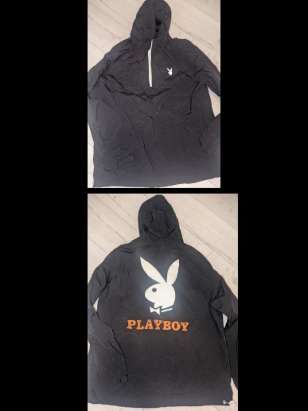Playboy PacSun Windbreaker Anorak Black Graphic Hooded Jacket Mens M